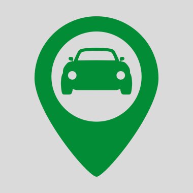 Araba işaretçi simgesi gri arka plan üzerinde. Vektör çizim