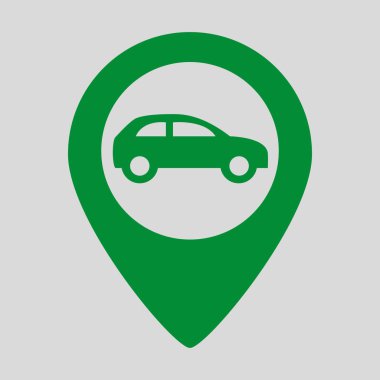 Araba işaretçi simgesi gri arka plan üzerinde. Vektör çizim