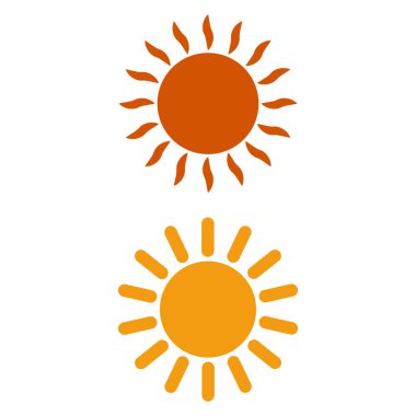 Beyaz arkaplanda güneş simgesi. Vektör illüstrasyonu