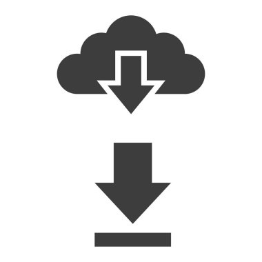 Beyaz arka plan bulut download simgesi. Vektör çizim