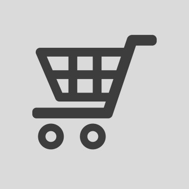 Alışveriş sepeti simgesine gri arka plan. Vektör çizim