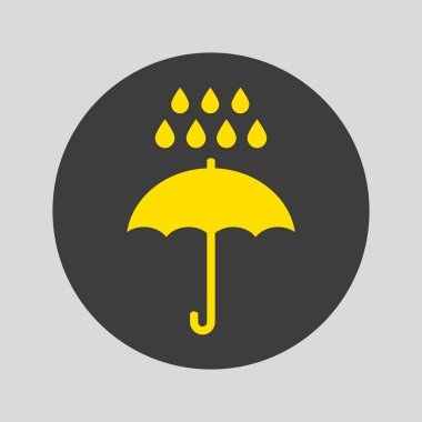 Şemsiye ve yağmur simgesi gri arka plan üzerinde. Vektör çizim