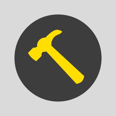 Gri arka plan üzerinde çekiç simgesi. Vektör çizim