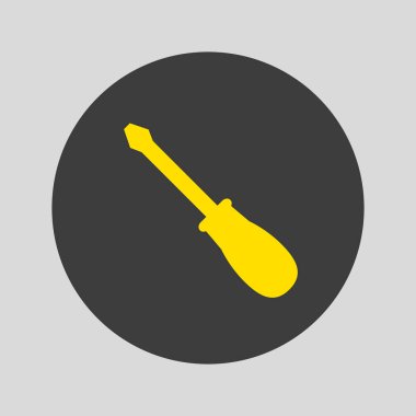 Tornavida simgesi gri arka plan üzerinde. Vektör çizim