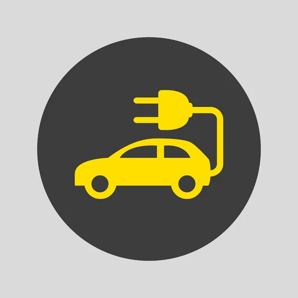 Ikon Mobil Listrik Pada Latar Belakang Abu Abu Ilustrasi Vektor - Stok Vektor
