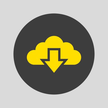 Gri arka plan bulut download simgesi. Vektör çizim