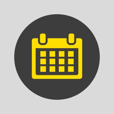 Gri arka planı düz takvim simgesi. Vektör çizim