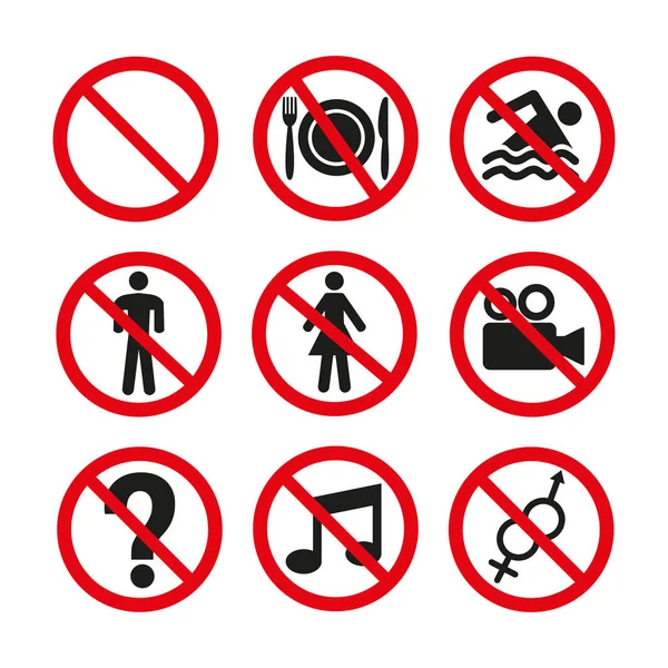 Prohibition Signs Set Safety White Background Vector Illustration — Stock Vector