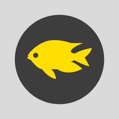 Gri arka plan üzerinde balık simgesi. Vektör çizim
