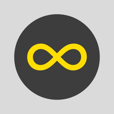 Gri arka plan üzerinde sonsuzluk simgesi. Vektör çizim