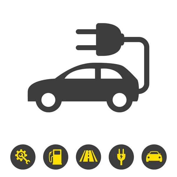 Ícone Carro Elétrico Fundo Branco Ilustração Vetorial —  Vetores de Stock