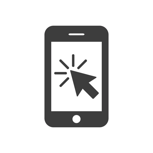 Smartphone Symbol Mit Klick Symbol Auf Weißem Hintergrund Vektorillustration — Stockvektor