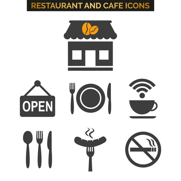 Restaurant Symbole Auf Weißem Hintergrund Vektorillustration — Stockvektor