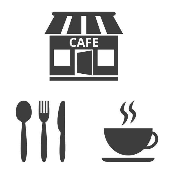 Set Cafe Icons White Background Vector Illustration — Stock Vector