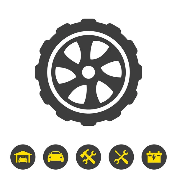 汽车车轮图标白色背景 矢量插图 — 图库矢量图片