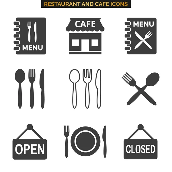 Icônes Restaurant Sur Fond Blanc Illustration Vectorielle — Image vectorielle