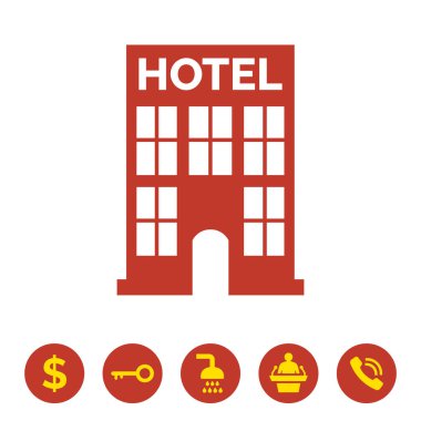 Hotel Icon beyaz arka plan üzerinde. Vektör çizim