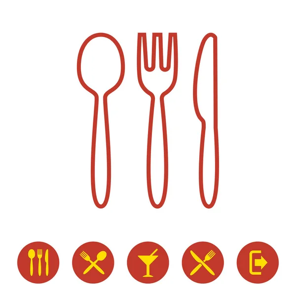 Knife Fork Spoon White Background Vector Illustration — Stock Vector