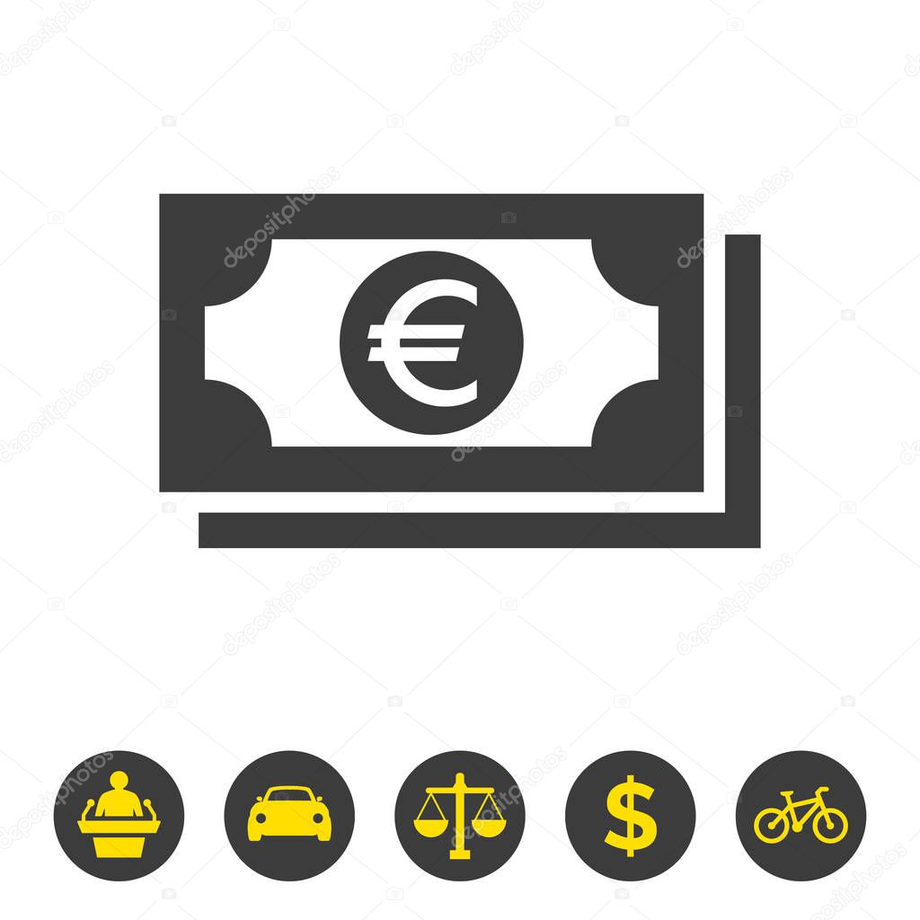 Money icon on white background. Vector Illustration