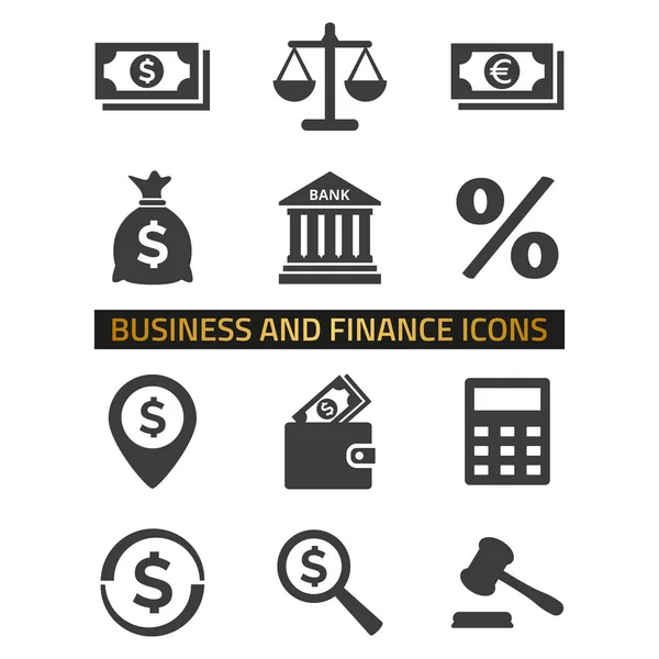 Ícones Financeiros Definidos Fundo Branco Ilustração Vetorial —  Vetores de Stock