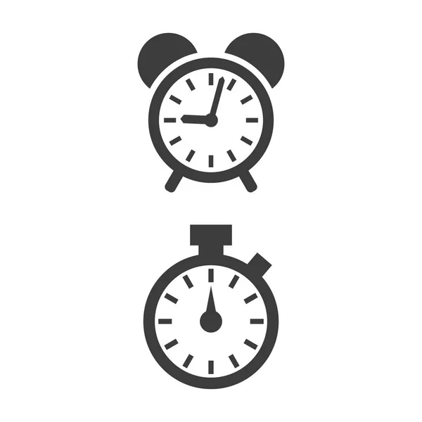 Alarm Clock Stopwatch Icons White Background Vector Illustration — Stock Vector