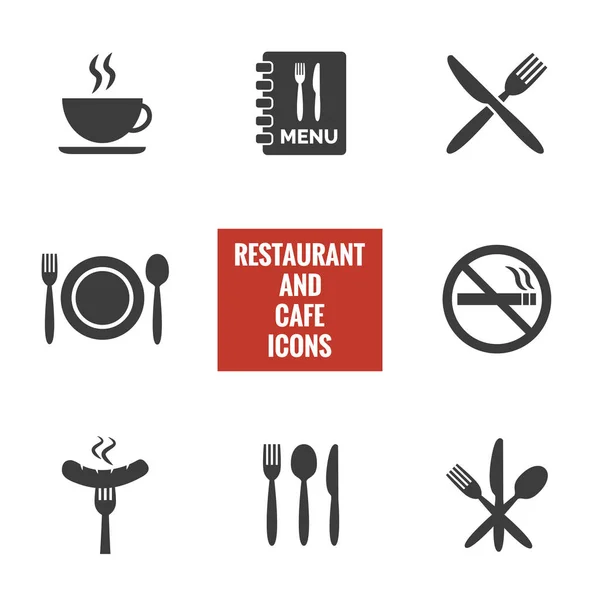 Symbole Für Restaurants Und Cafés Auf Weißem Hintergrund Vektorillustration — Stockvektor