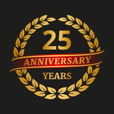 Yıldönümü altın defne çelengi siyah arka plan üzerine.