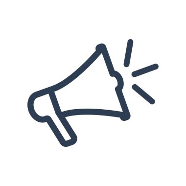 Beyaz arkaplanda megafon vektör düz simgesi.