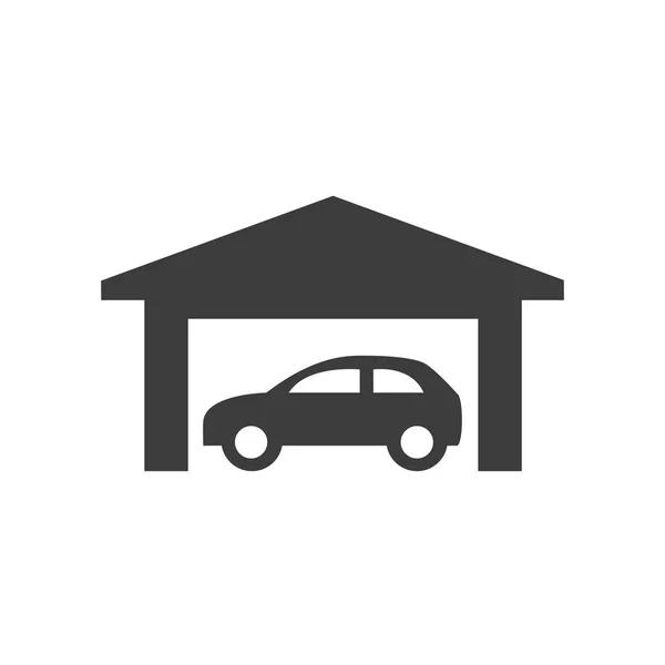 Coche icono de garaje sobre fondo blanco . — Vector de stock