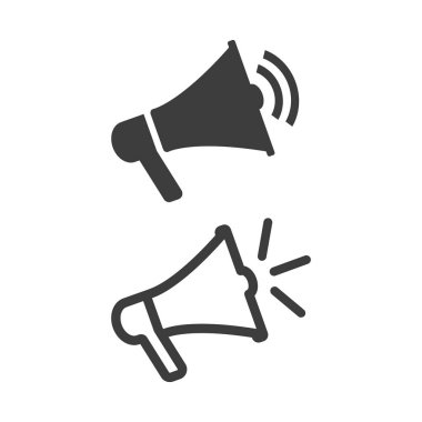 Beyaz arkaplanda megafon vektör düz simgesi.