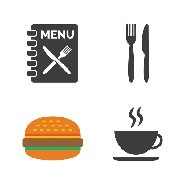 Restaurant and cafe icons set on white background. — Stock Vector