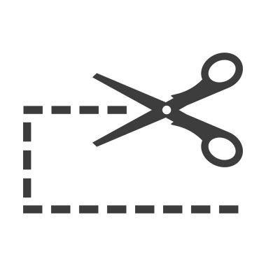 Kesik çizgileri beyaz arkaplanda izole edilmiş makas