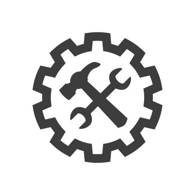 Beyaz arkaplanda servis aracı simgesi.