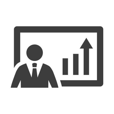 İş tanıtımı simgesi beyaz arka plan üzerinde.