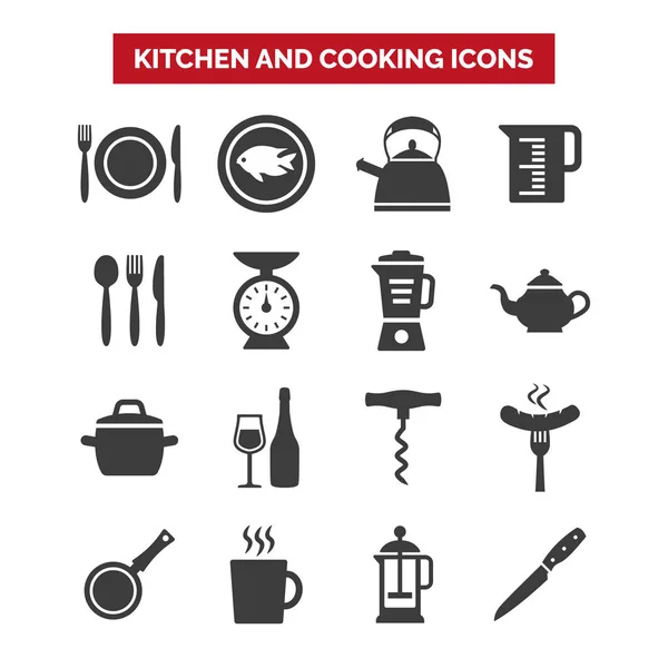 Iconos de cocina y cocina sobre fondo blanco . — Vector de stock