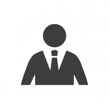 Beyaz arka plan üzerinde işadamı simgesi.