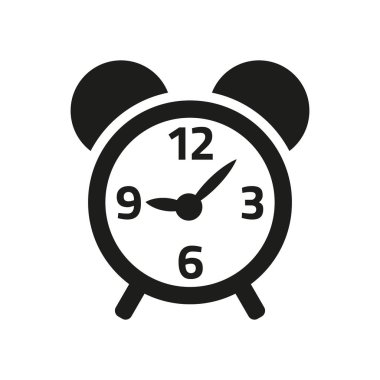 Beyaz arkaplanda alarm saati simgesi.
