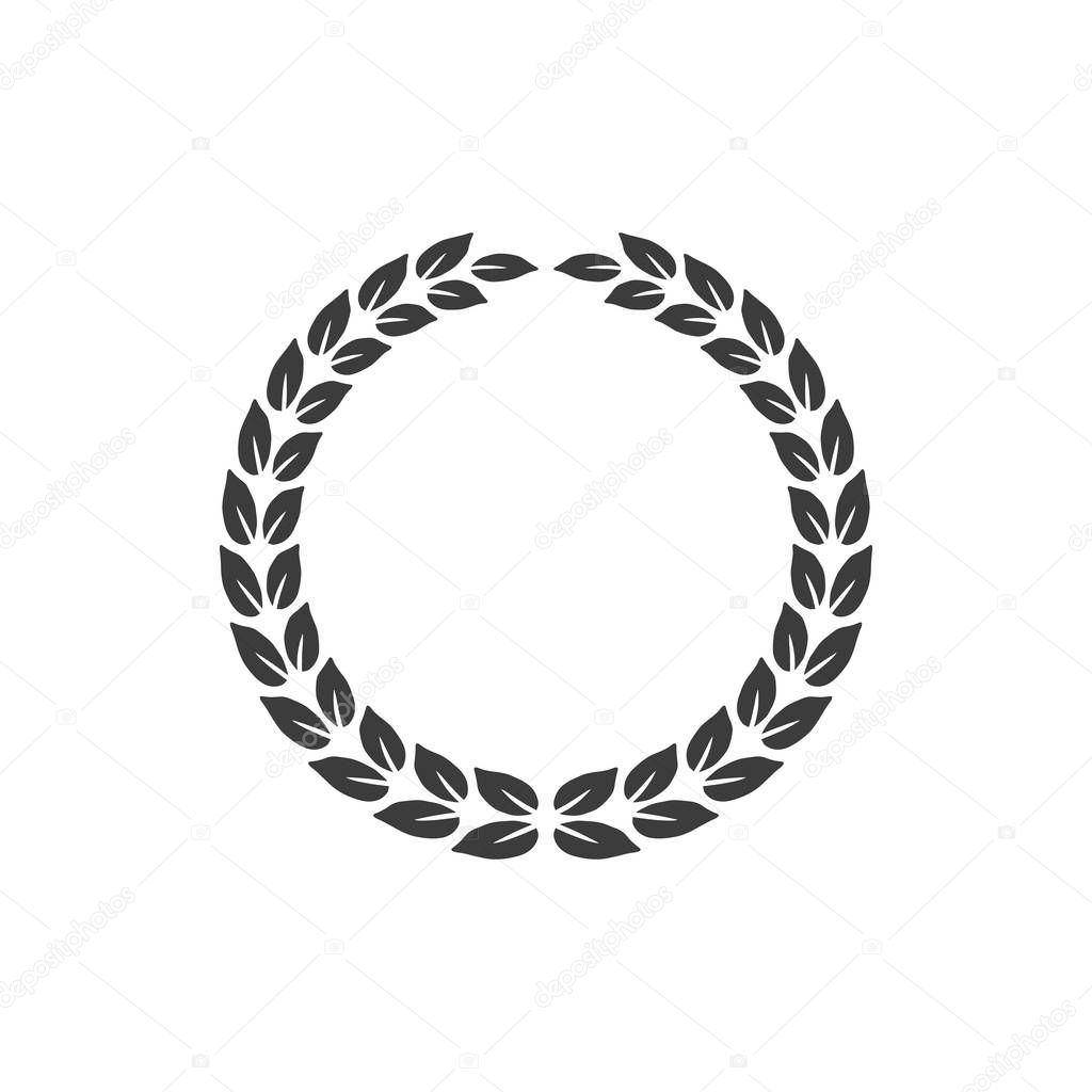 Laurel wreath icon on white background.