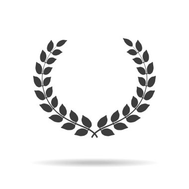 Beyaz arka plan üzerinde düz simge defne çelengi.