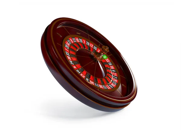 Roda de roleta casino isolado no fundo branco. ilustração de renderização 3d — Fotografia de Stock