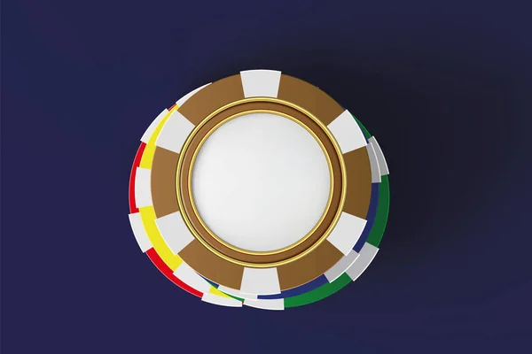 Ansicht von Casino-Pokerchips auf blauem Hintergrund. Online-Casino-Chip-Spiel auf blauem Tisch Glücksspiel 3D-Vektor-Konzept — Stockvektor