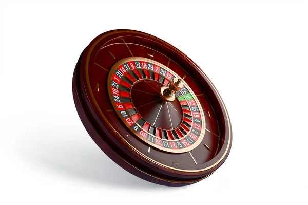 Rueda de ruleta de casino aislada sobre fondo blanco. Ilustración de representación 3d —  Fotos de Stock