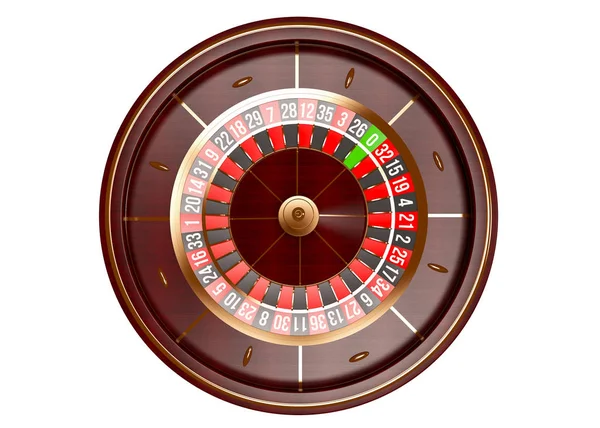 Casino roulette wiel boven bekijken geïsoleerd op witte achtergrond. 3D rendering illustratie — Stockfoto