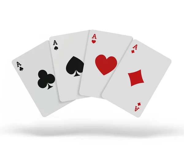 A combinação de jogar cartas casino de poker. Cartas de baralho isoladas na mesa isoladas em fundo branco. Vetor —  Vetores de Stock