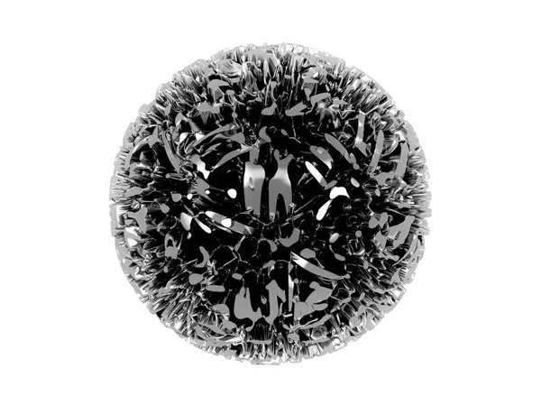 3d abstrait sphère métallique numérique isolé sur fond blanc Haute résolution — Photo