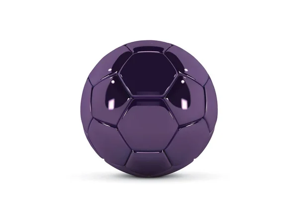 Ballon de foot violet bue sur fond blanc. Balle de football réaliste 3d bleu. Ballon de football bleu — Image vectorielle