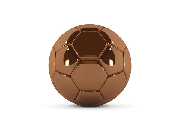 Ballon de soccer en or sur fond blanc. Ballon de football doré. Balle 3D bronze — Image vectorielle