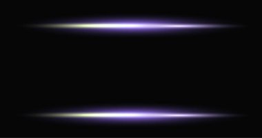 Siyah zemin üzerine mavi Glowing ışık efektleri. Optik Mercek parlaması nesneleri. Vektör soyut mavi yanıp söner. Siyah arka plan üzerine izole neon mavi parlak çerçeve