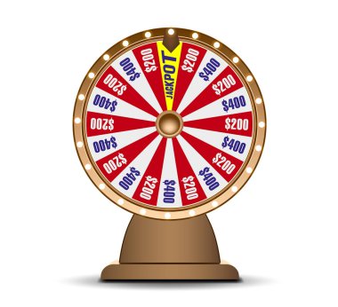 Servet tekerlek 3d nesne beyaz arka plan üzerinde izole. Şans piyango altın çarkı. Jack Pot