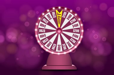 Servet tekerlek 3d nesne soyut ufuk dairesel mavi bokeh arka plan üzerinde. Şans piyango çarkı. Jack Pot